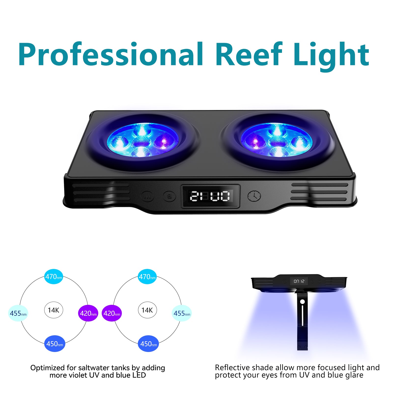 Aquarium Light - 36Watts Reef Light with Timer Sunrise and Sunset Touch Control Dimmable Saltwater Aquarium Light for Nano Tank