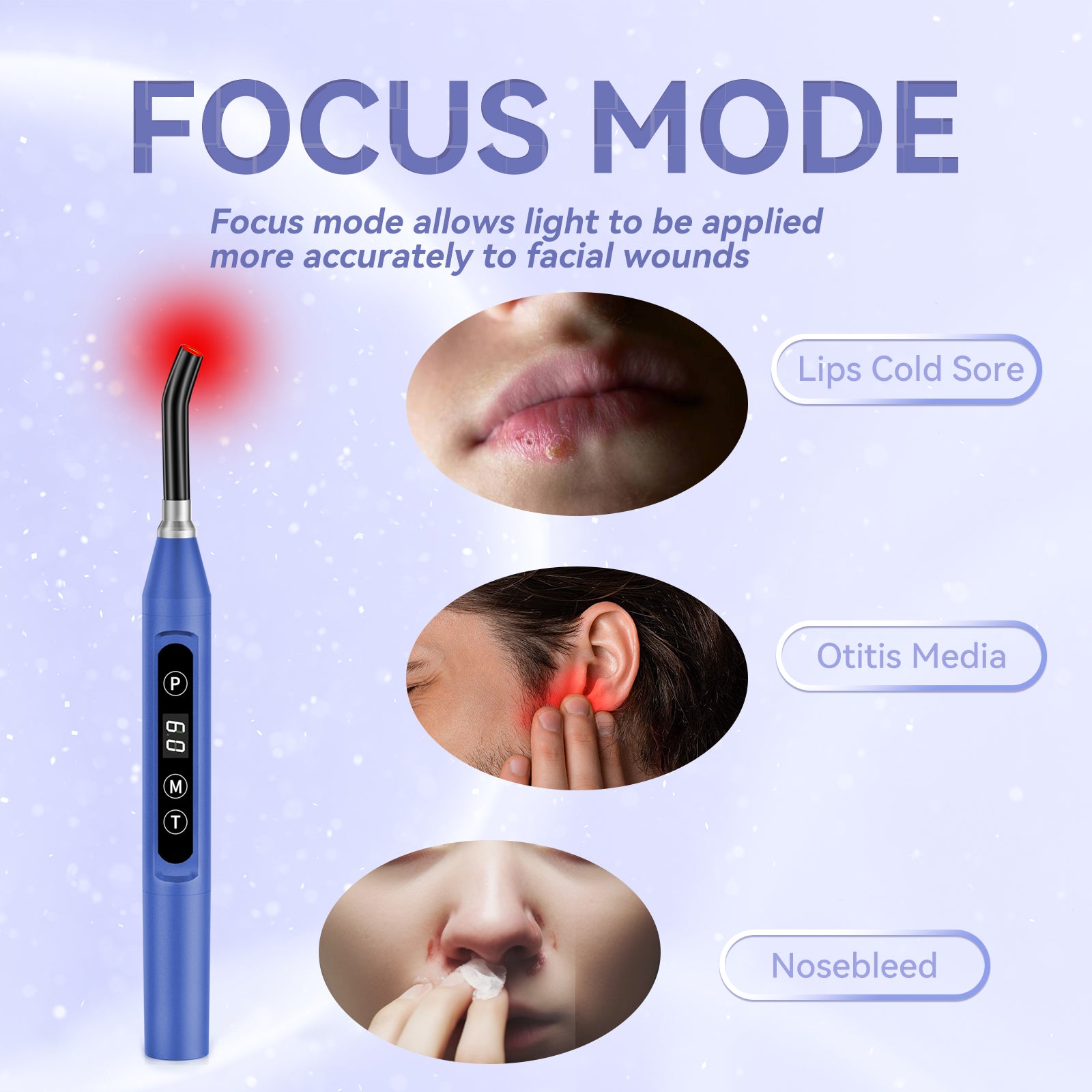 MaiceMinds Red Light Therapy Device 2in1 cold sore treatment for lips Infrared Light Therapy for Nose Ears Knees Mouth red light therapy wand with Removable Tip